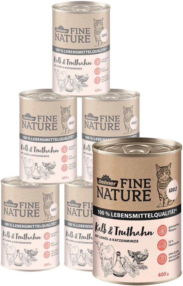 Solidchoice - Graanvrije Natvoeding voor Volwassen Katten met Kalf/Kalkoen, 6 x 400 g