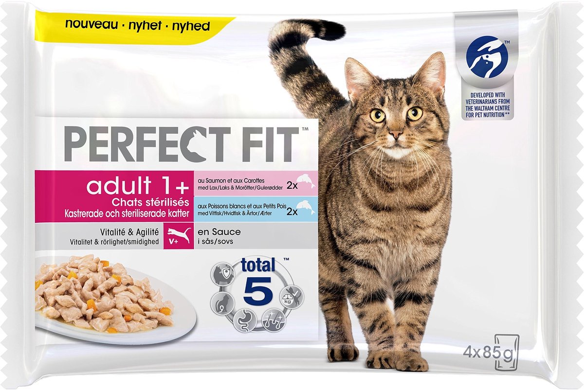 Solidchoice - Compleet Voer voor Volwassen Katten met Zalm en Witte Vis 52 Zakjes