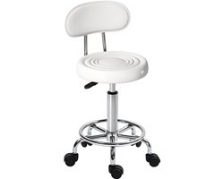 HOMCOM Salon Stool-Polyester, Stahl-40L x 32B x 70-86H cm-Weiß