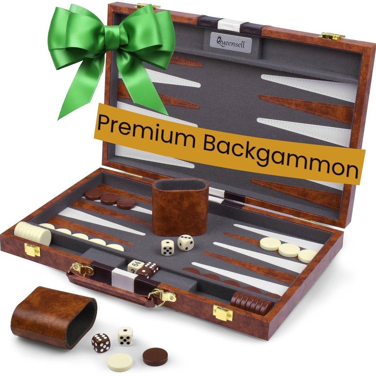 Solidchoice - Premium Backgammon Set met Lederen Opbergtas