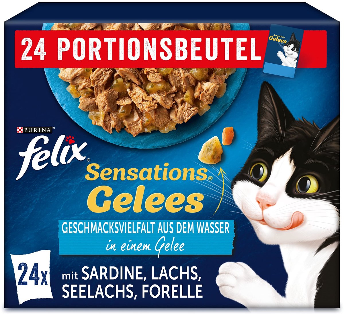 Solidchoice - Felix Sensations Natvoer in Gelei, Variëteitenmix 4 Pakketten (4 x 24 Zakjes van 85 g)