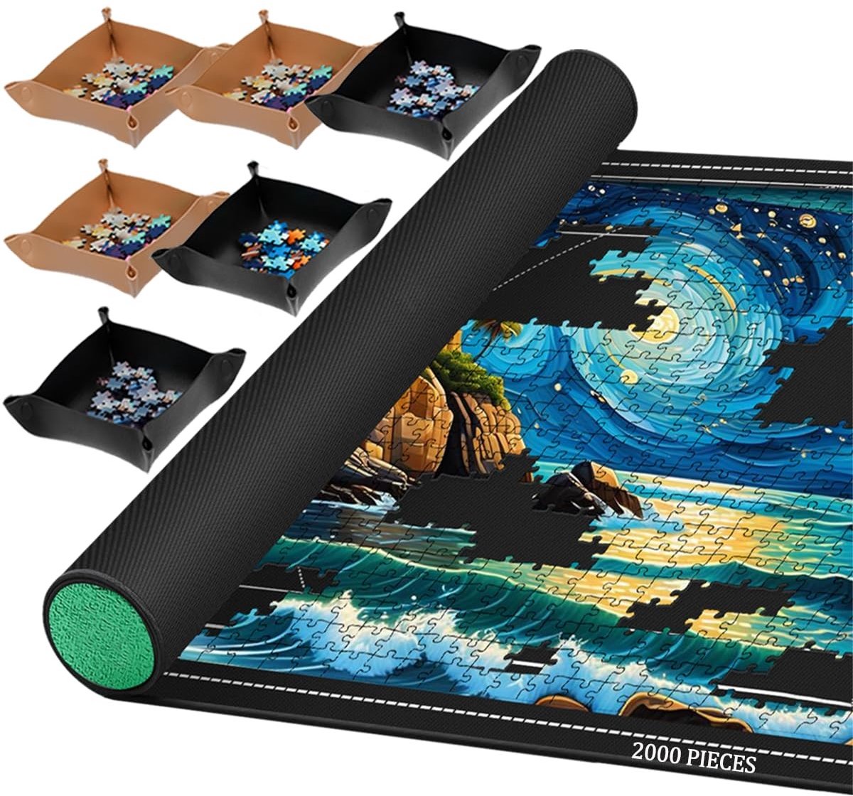 Solidchoice - Rubber Puzzelmat voor 1000, 1500 en 2000 Stukken - Roll-Up Opslag