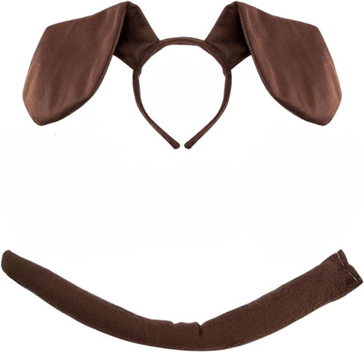 Hondenkostuum - 2 stuks - inclusief hondenoren - hoofdband en staart - teckelkostuum - hondenkostuums voor kinderen - Halloween - verjaardag - carnaval - kindershow (bruin)