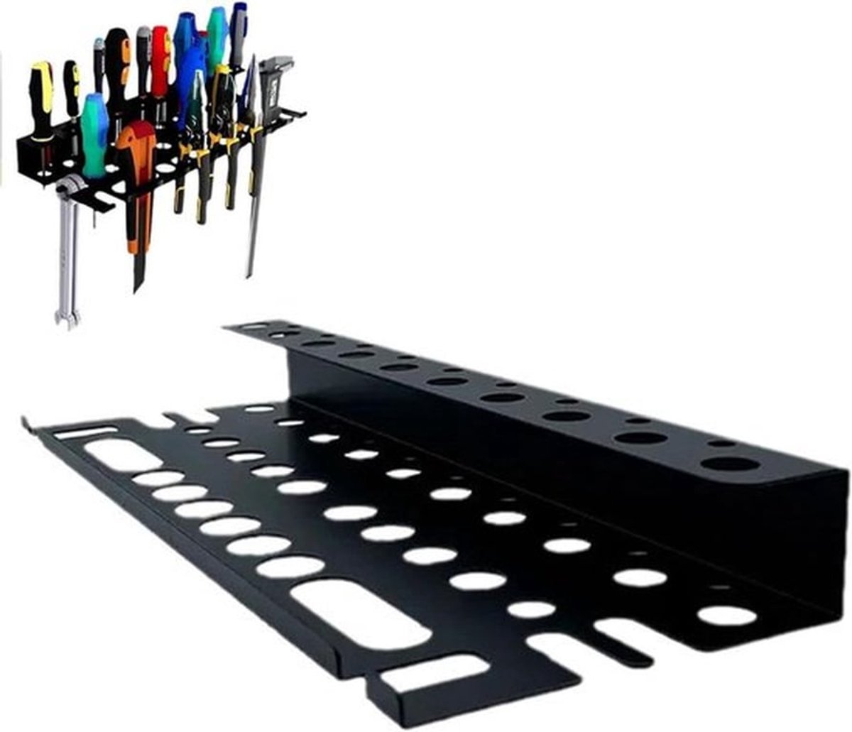 Wandgemonteerde gereedschapsorganizer voor schroevendraaiers en tangen - stalen houder voor werkplaats, schuur, garage - 40 cm breed