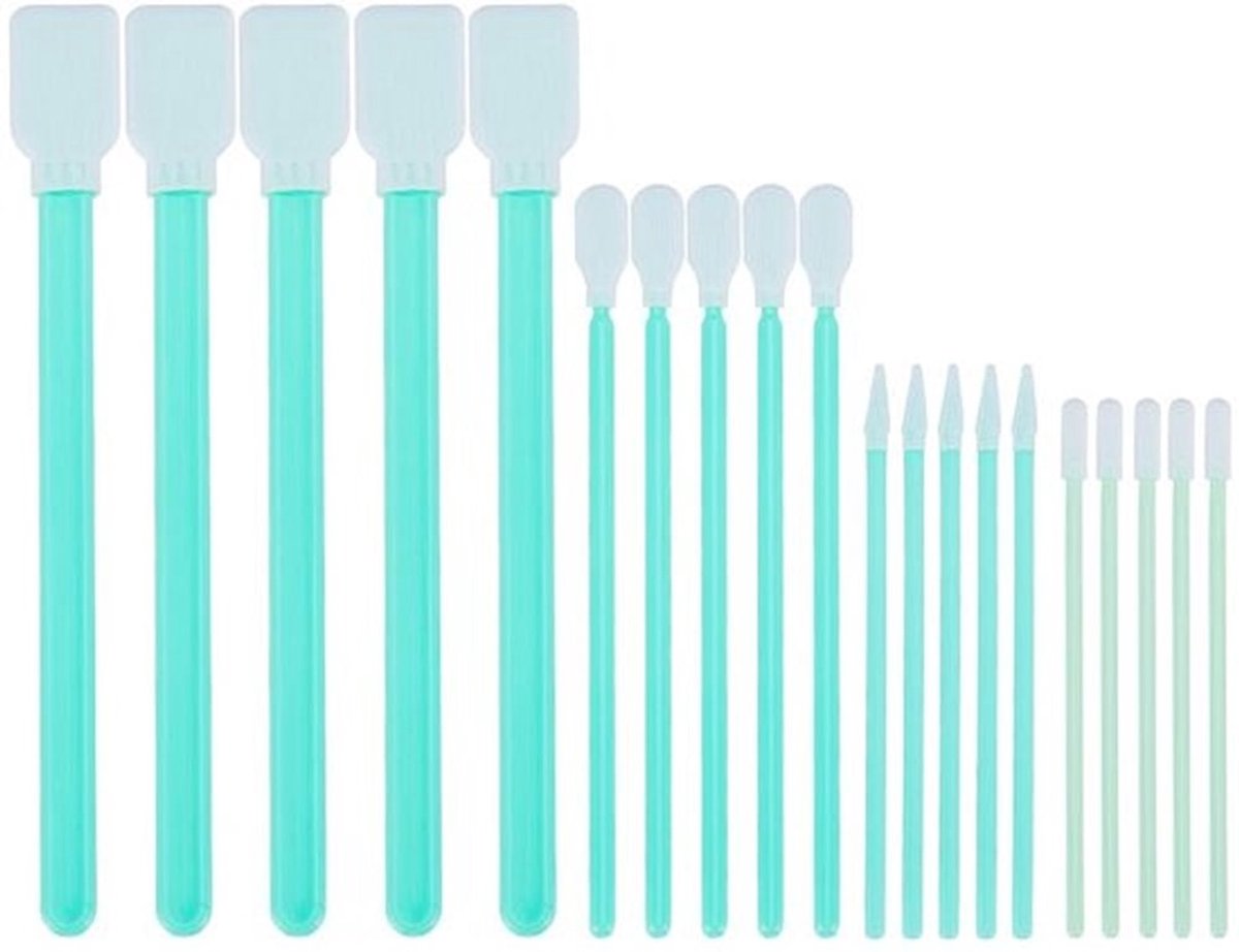 Foam Reiniging Wattenstaafjes - 100 Stuks - Stofvrije Spons Tip Kit - Aquamarijn - Geschikt voor Elektronica - Perfect voor Scanners en C...