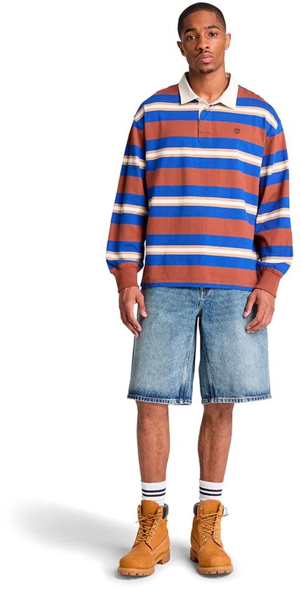Timberland Striped Rugby Lange Mouw Poloshirt Veelkleurig S Man