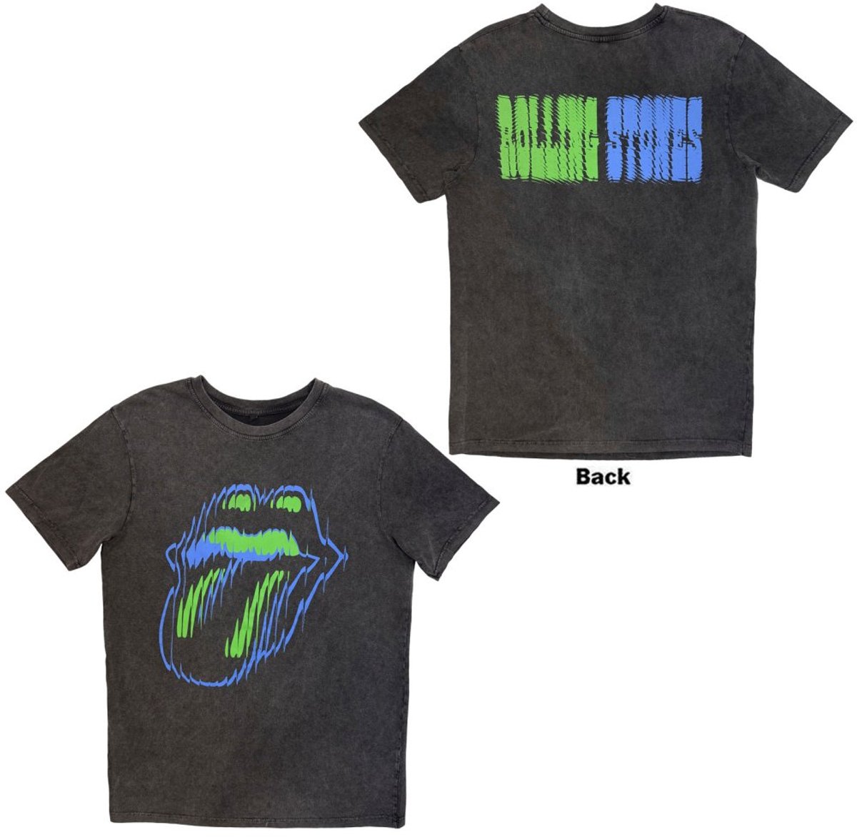 The Rolling Stones - Distorted Tongue Heren Tshirt - L - Grijs