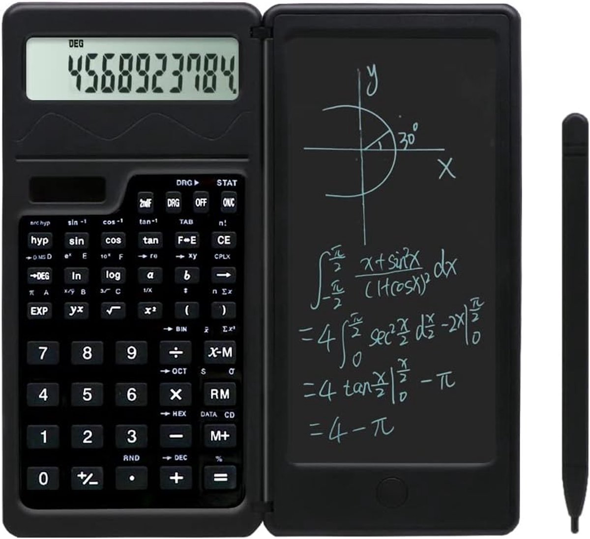 Wetenschappelijke Rekenmachine - Met Digitale Notitieblok En Pen - Solar Rekenmachine - Bureau Rekenmachine - Schoolrekenmachine - Zonne energie - Calculator - Schoolbenodigdheden - Voor Middelbare School, Hogeschool en Universiteit - Zwart