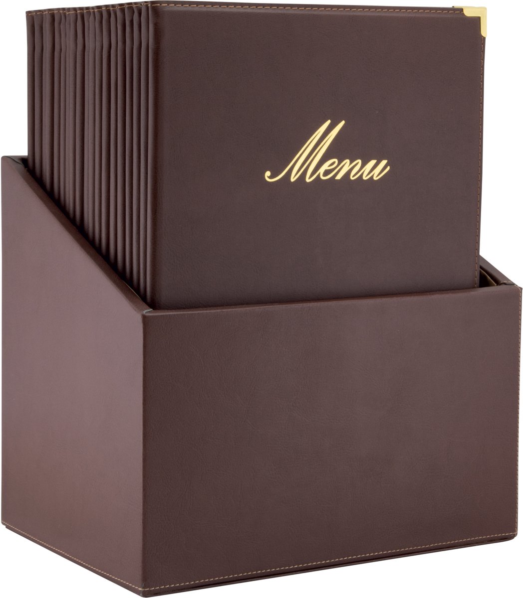 Securit® Menukaart | Menukaart map A4 Classic - 20 stuks, bruin