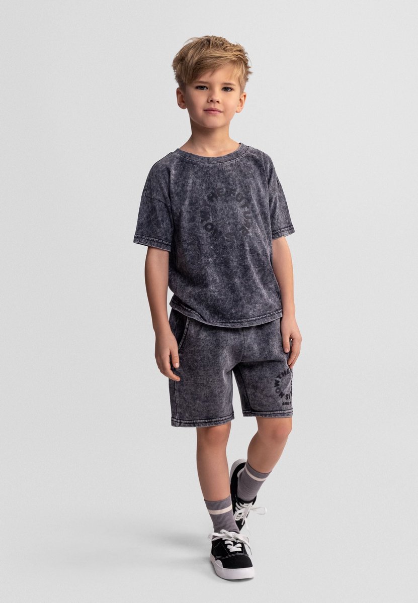 Minoti kleding set jongens t-shirt en short - grijs - tie-dye