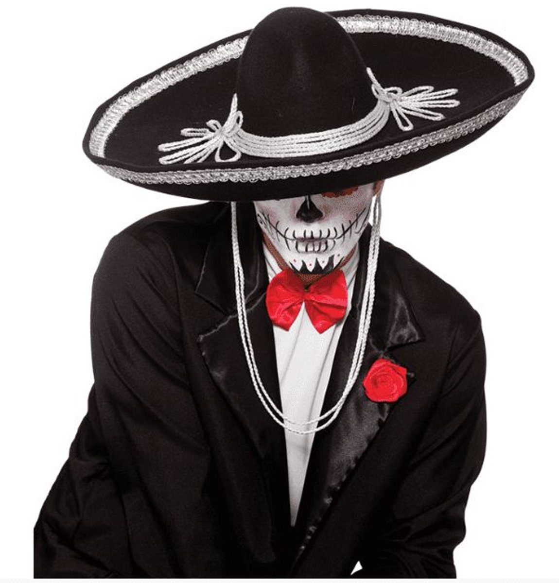 Sombrero zwart Dia de los Muertos
