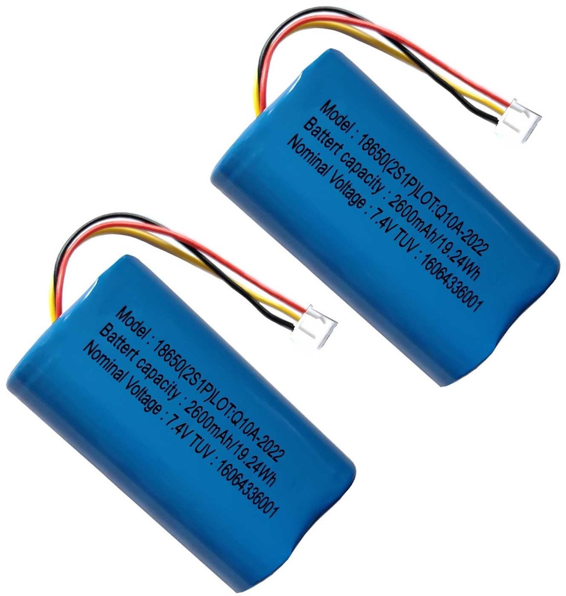 Solidchoice - 18650 2s1p 2600mAh 7.4V Oplaadbare Lithium-Ion Batterij met XH2.54/3p Aansluiting - 2 Stuks