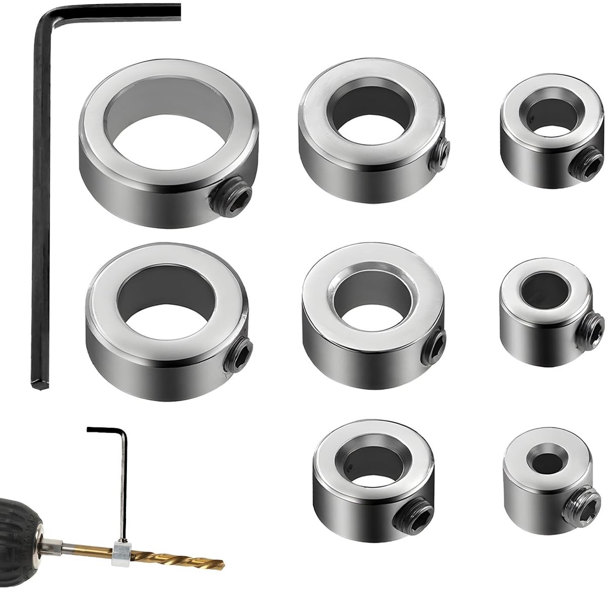 Solidchoice - 8-delige Diepte Stopset voor Boren met Diverse Maten