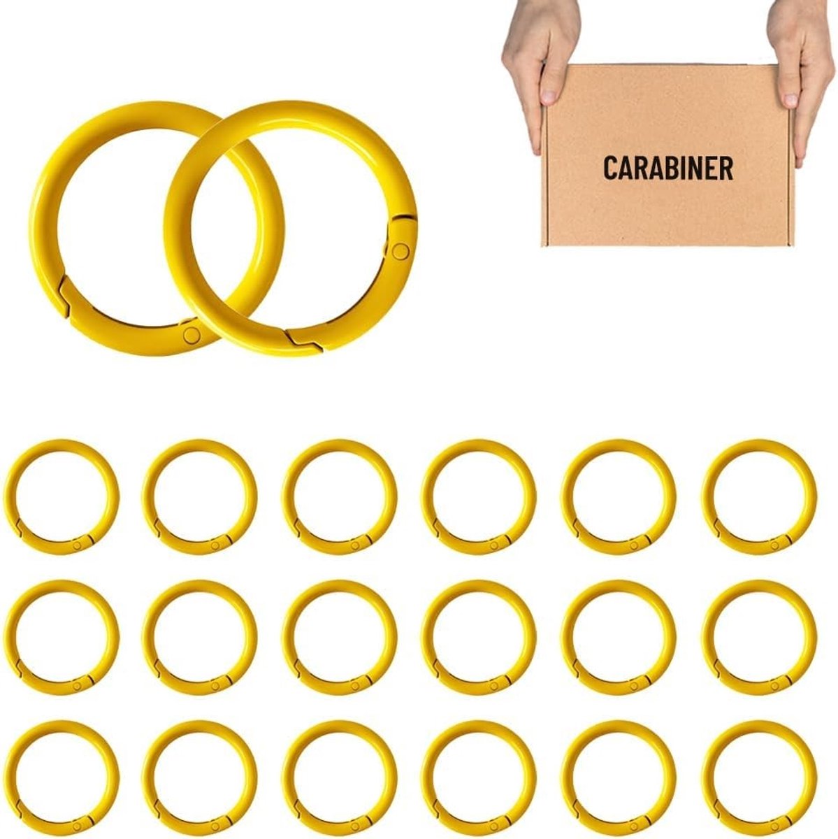 Karabijnhaken - Geel - 40 mm - Zinklegering - Voor Doe-Het-Zelf Projecten