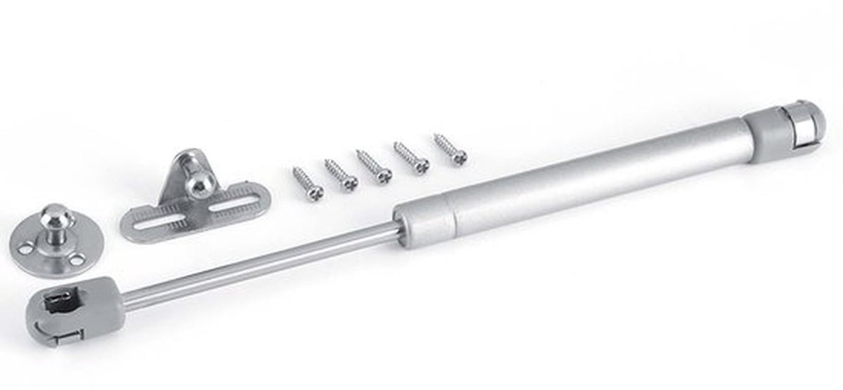Gasveer 80N - Deur Scharnier - Lift Ondersteuning - Meubilair - Zilvergrijs - Totale Lengte 26,3 cm - Deurscharnier