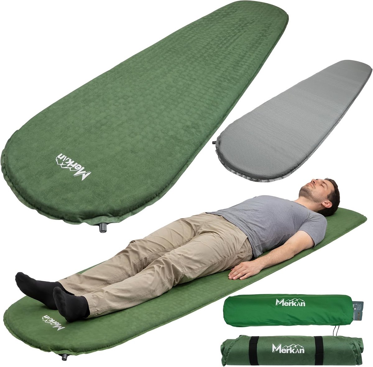 Zelfopblazende Slaapmat - Groen - 5 cm - Comfortabele Campingmat - Voor Kamperen en Outdoor