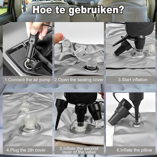 Opblaasbaar SUV-luchtmatras voor auto en camping - Compact en draagbaar met elektrische pomp van Merkloos — afbeelding 5