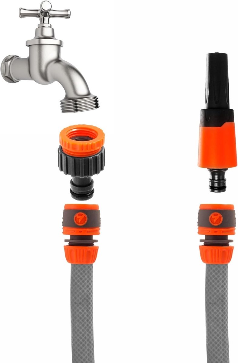 Tuinslangsproeier - Grijs Oranje - 4 Set - Duurzaam Kunststof - Voor Tuin en Auto