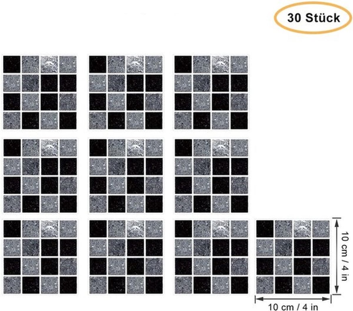Tegelstickers 10x10 cm - Decoratieve Tegelfolie - 30 Stuks - PVC - Duurzaam - Makkelijk te Reinigen - Mozaïek Kleuren