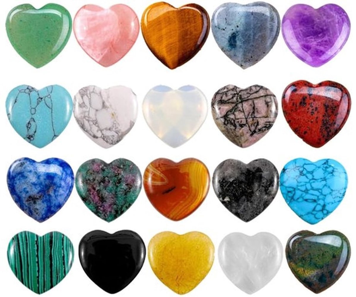 Hartstenen Set - 20 Stuks Natuurlijke Edelstenen - Opbergdoos - Stressverlichting - Meditatie - Reiki-energie