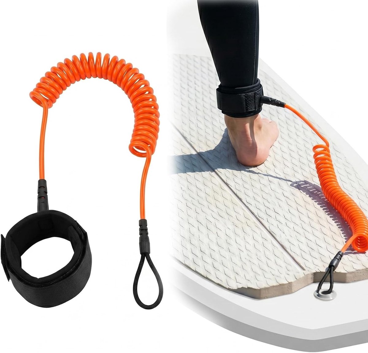 Surfboard Leash - Oranje-Rood - 3 m - Robuuste Veiligheidslijn voor Watersportaccessoires