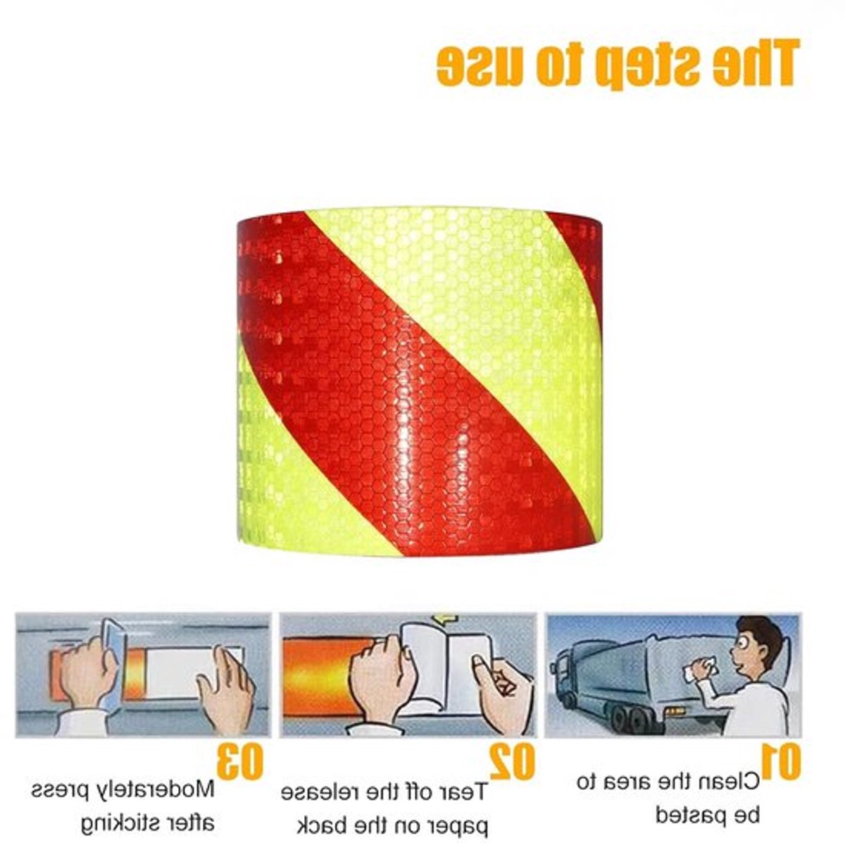 Reflecterende Tape Rood Geel 15cm x 20m Waterdicht Zelfklevend Veiligheidsmateriaal voor Voertuigen, Auto's en Trailers, Ideaal voor Buitengebruik