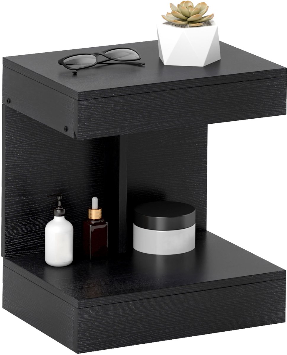HOMCOM-Nachttisch-Spanplatte-40L x 30B x 46H cm-Schwarz