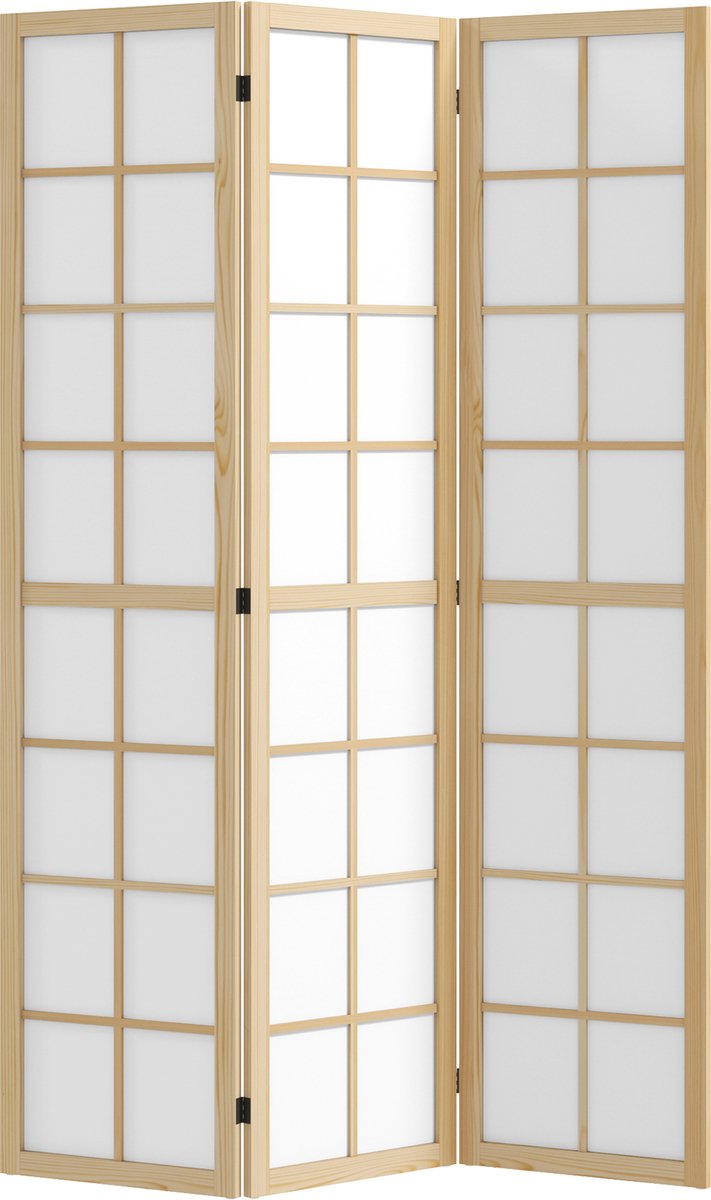 HOMCOM Room Divider-Kiefernholz, Vliesstoff-120L x 1,7B x 170H cm-Naturholz