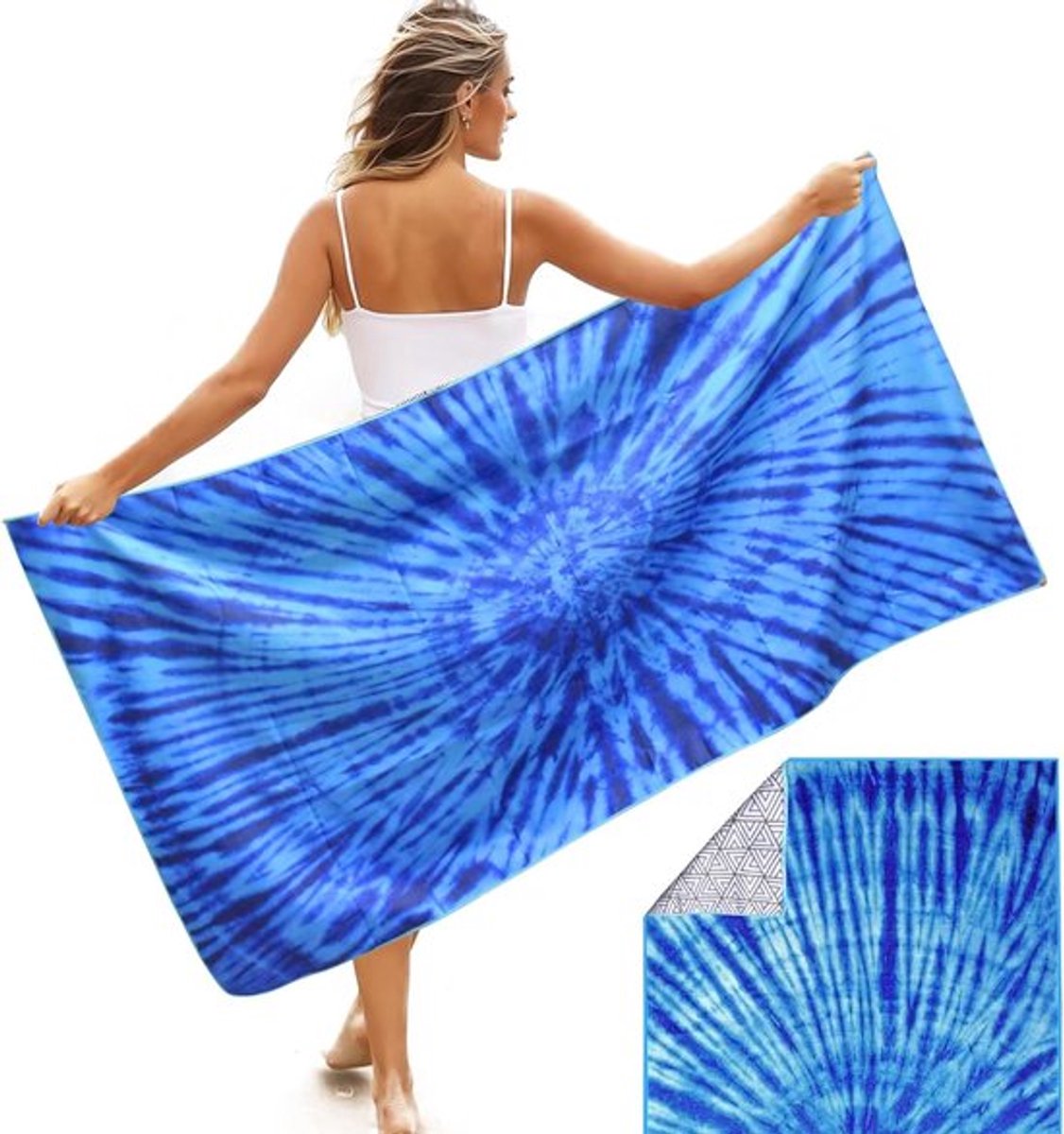 Grote Strandhanddoek - 153 x 77 cm - Zandafstotend - Sneldrogende Microvezel - Stranddeken voor Zwembad, Campen, Picknick, Yoga, Gym, Sport