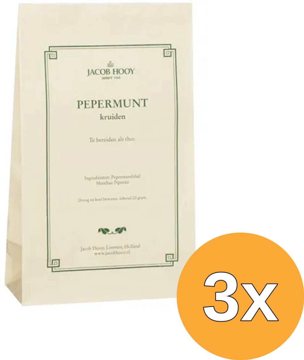 3x Jacob Hooy Pepermuntblad heel 1e kwaliteit (20 gr)