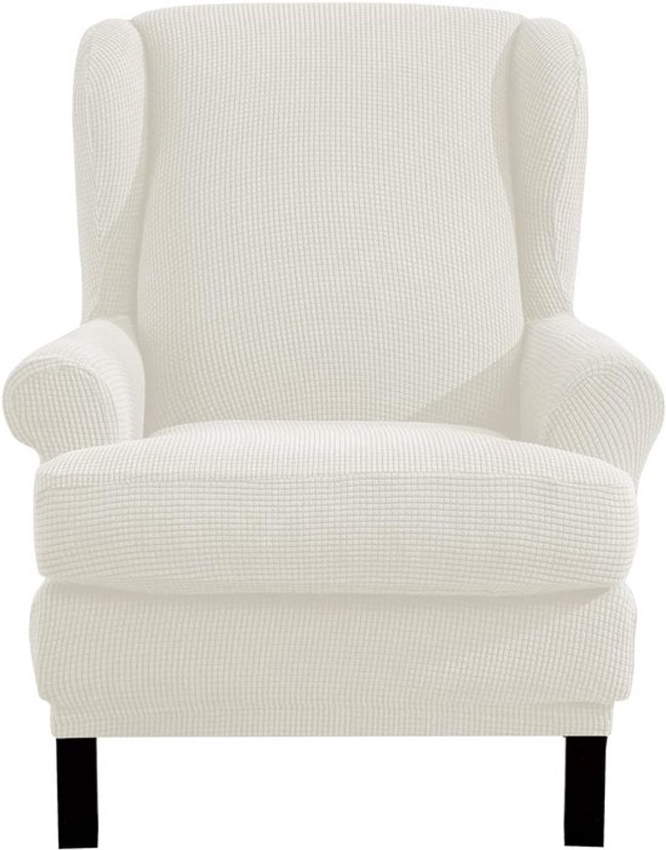 Elegante Jacquard Stoelhoezen voor Relaxstoelen - Elastische Stretch Covers in Crème Wit voor Armstoelen en Fauteuils