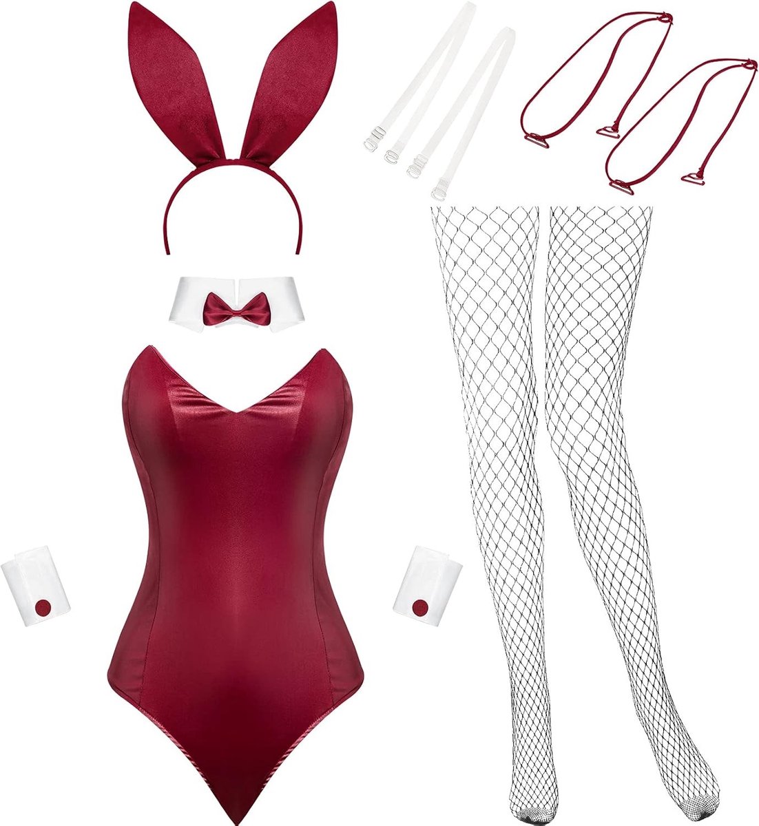 Vrouwelijk Konijn Kostuum met Lingerie en Staart, Perfect voor Halloween, Kerst en Cosplay Feestjes (XL)