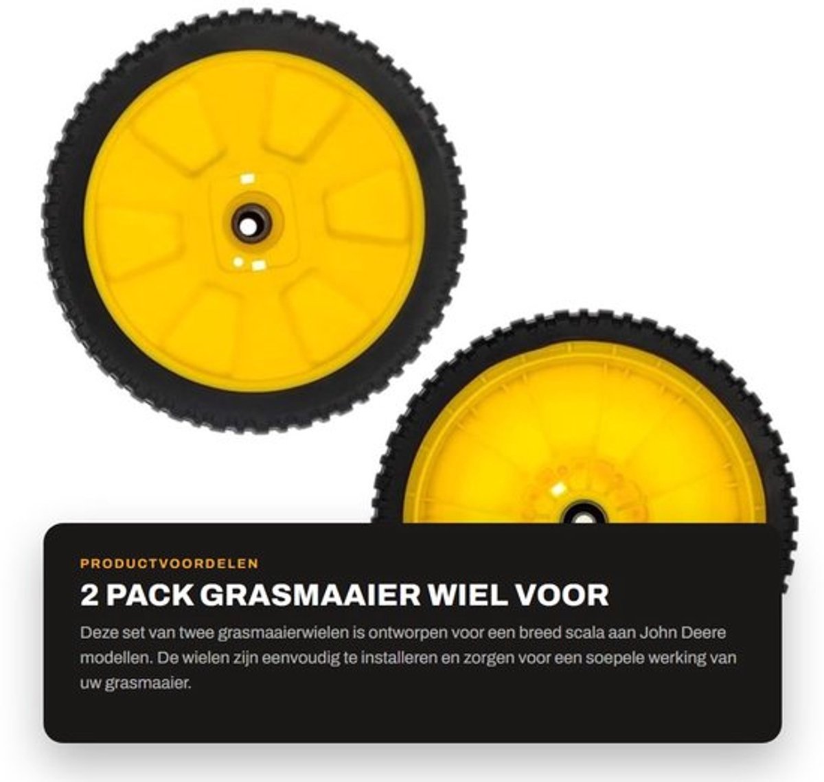 Grasmaaier Wiel 8 Inch - 2 Pack - Vervangt Oregon 72-115 - Compatibel met John Deere - Naaflengte 1-1/2 Inch - Kunststof - Grasmaaierwielen