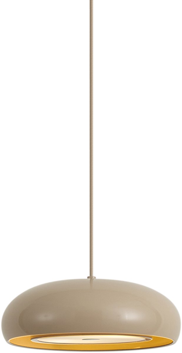 Qazqa retro hanglamp - Macaron - taupe, rond, 2-lichts, 25cm, ideaal als woonkamer lamp