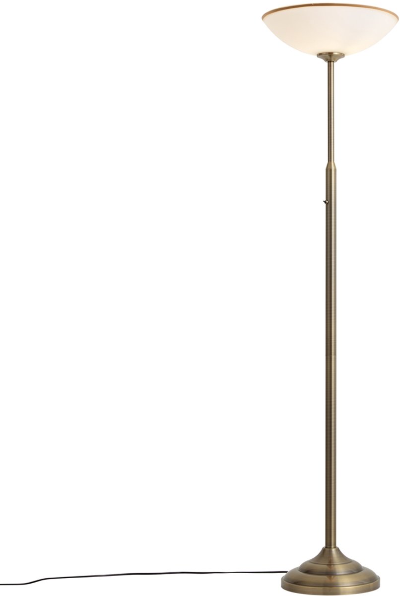 Qazqa antieke uitstraling vloerlamp - Katarina - brons, rond, max. 15W, geschikt voor led, 160cm, ideaal als woonkamer lamp
