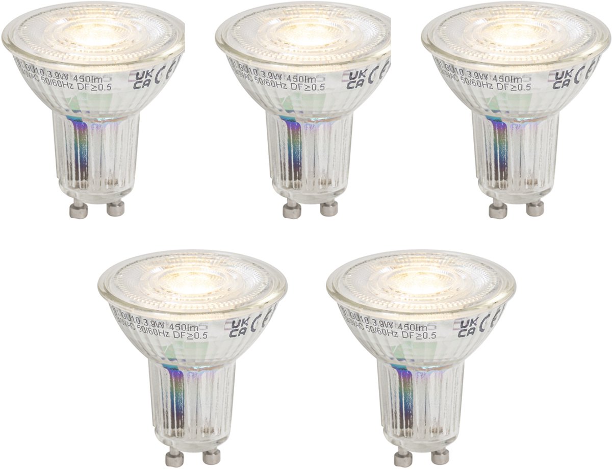 Luedd Set van 5 GU10 50 dimbare LED lampen 3.9W 450 lm 3000K longlife
