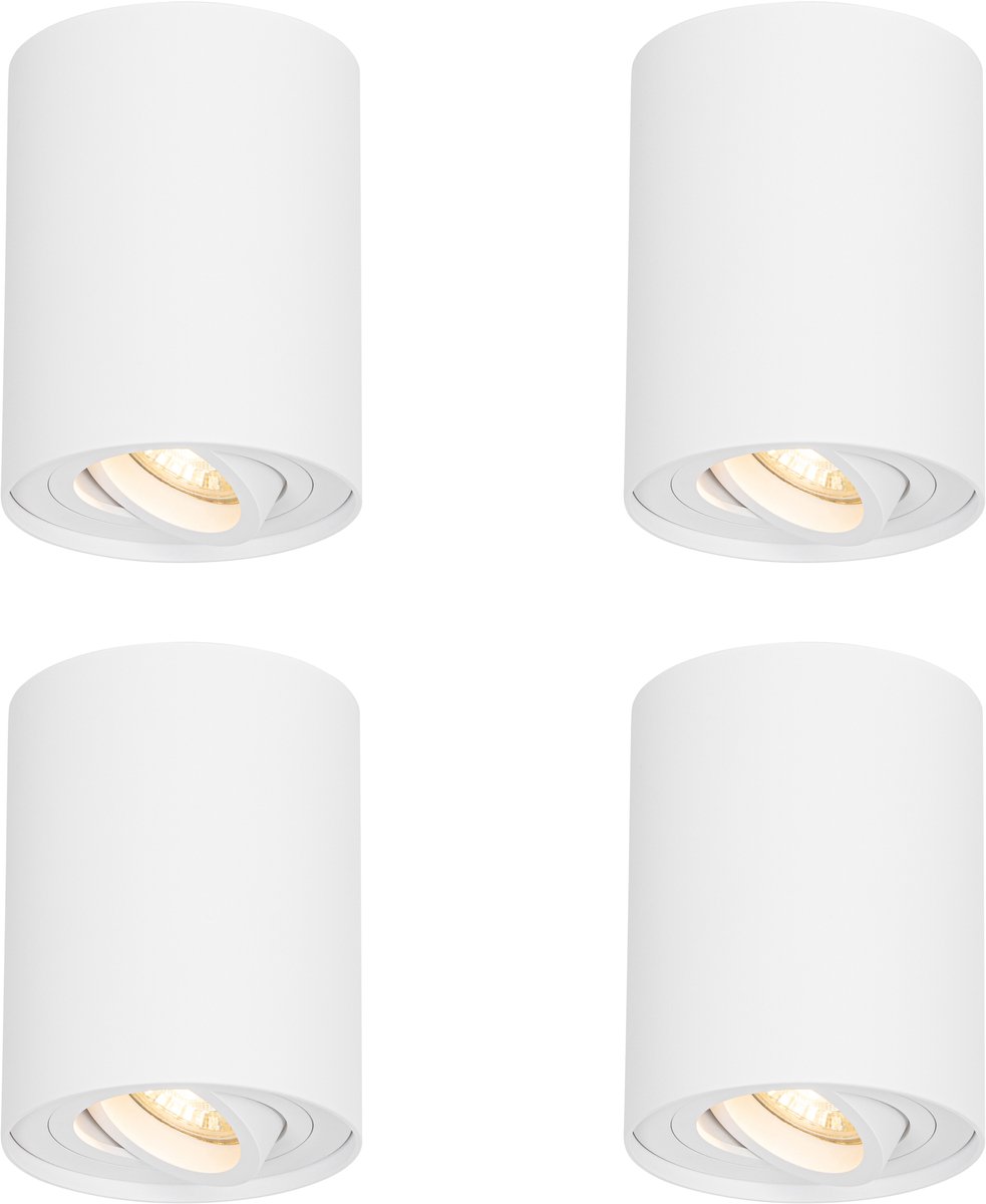 Qazqa spot - 104342 - wit , max. 50W, geschikt voor led, 9.7cm, ideaal als woonkamer, keuken en lamp, in set van 4.