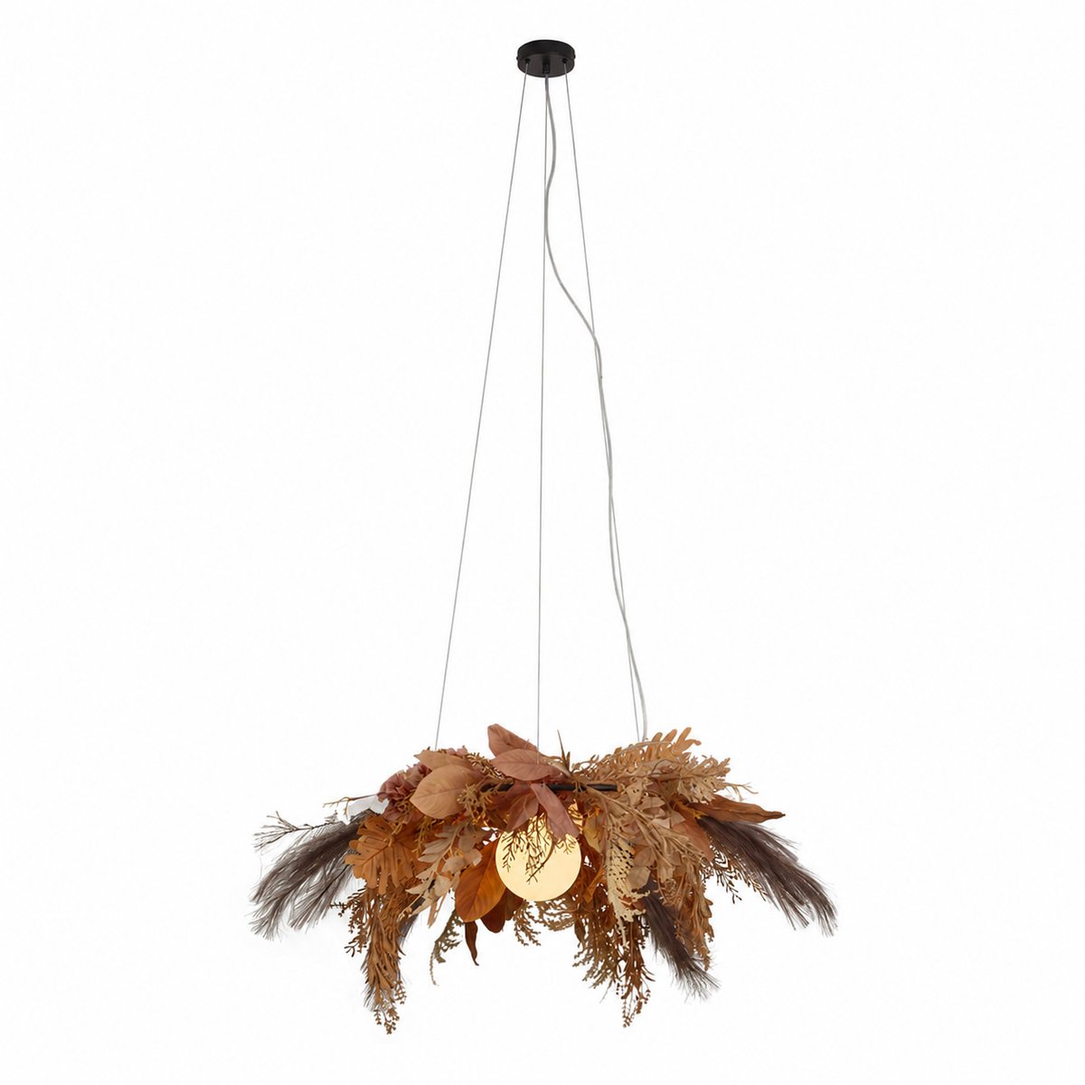 Qazqa eettafel japandi hanglamp - Flower Power - zwart, 75cm, ideaal als eettafellamp en woonkamer lamp