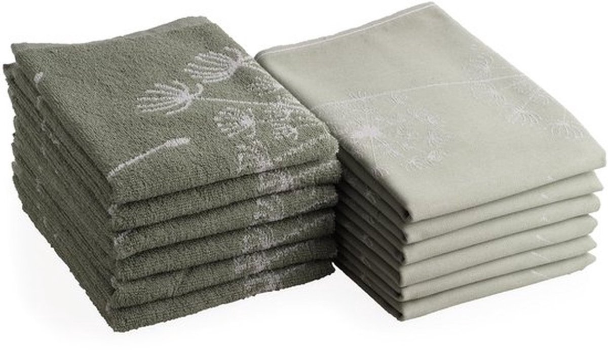 Keuken- en Vaatdoeken Set 12-delig - 100% Katoen - 6x 50x70cm/6x 50x50cm - Oeko-Tex Gecertificeerd - Jacquard - Duurzaam - Perfect voor de Keuken - Theedoeken