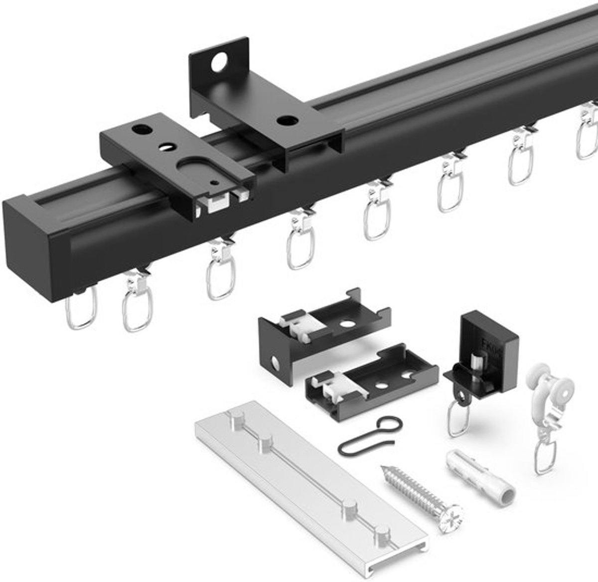 Gordijnrail Plafondmontage - Uitschuifbaar - Zwart - Modulaire Design - Eenvoudig te Installeren - Duurzaam Materiaal - Gordijnsysteem