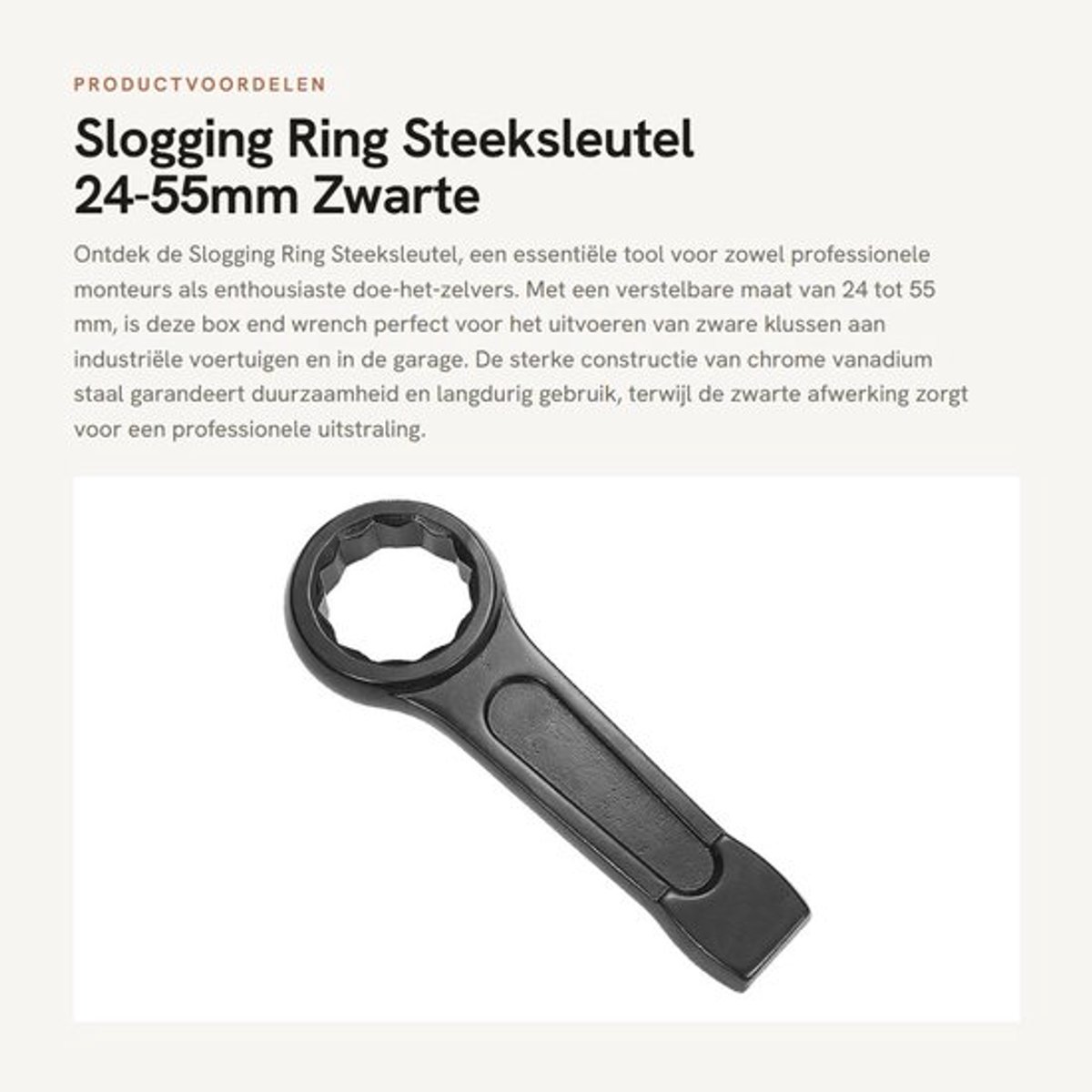 Ringsteeksleutel 24-55mm - Schokbestendig - Zwart - Geschikt voor voertuigen - DIY - Industrieel gebruik - Steeksleutel