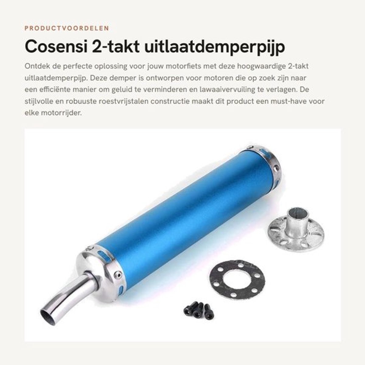 Uitlaatdemper 20 mm - Roestvrijstalen Pijp - 2-Takt Motorfiets - Geluidsreductie - Duurzaam - Stijlvol Ontwerp - Uitlaatpijp