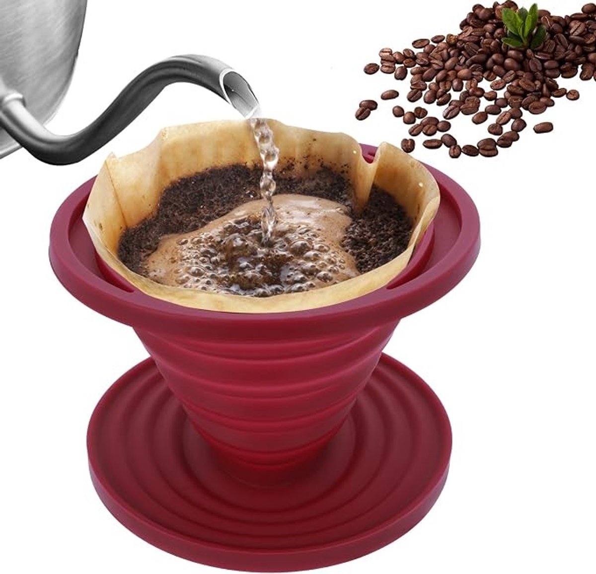 Opvouwbare siliconen koffiefilter voor reizen