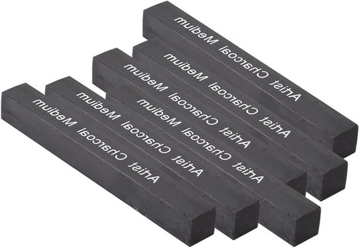 Kool voor artistieke tekeningen, 6 stuks, geperste kool, vierkante teken- en schaduwtools voor kunstenaars
