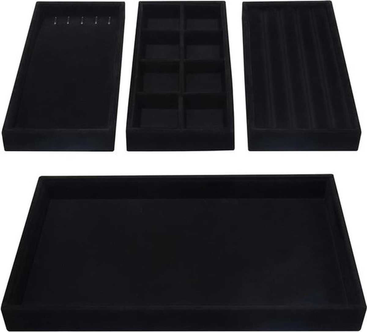 Sieradenorganizer - Stapelbaar - Velours - Bakken - Lade - Display - Dozen - Verwijderbare Secties - Kettingen - Ringen - Armbanden - Oorbellen.