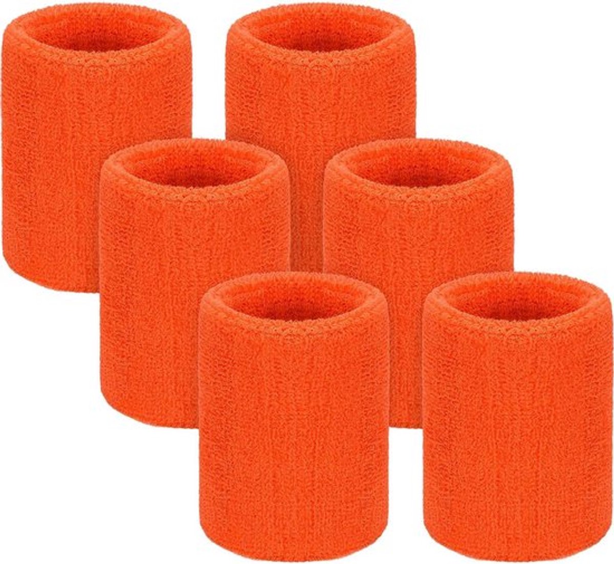 Zesdelige set sportpolsbanden voor competitie - Absorberende zweetbanden voor basketbal, tennis, voetbal en hardlopen (oranje)
