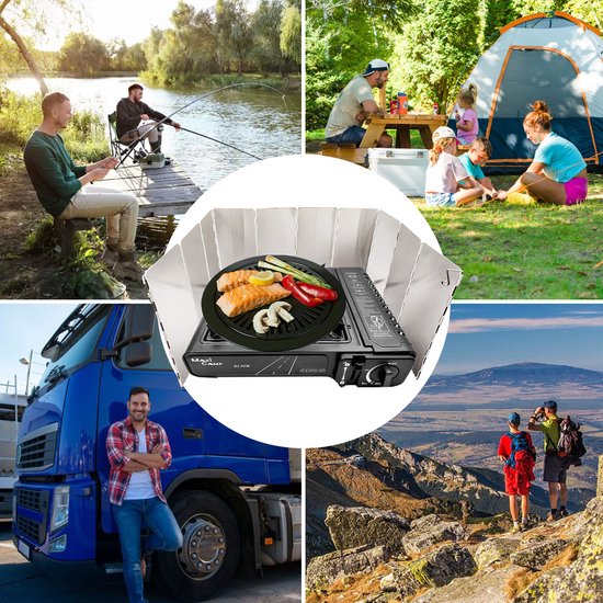 MaxiCamp - Campingkooktoestel BLACK - 2100 W - met grillplaat en windscherm — afbeelding 4