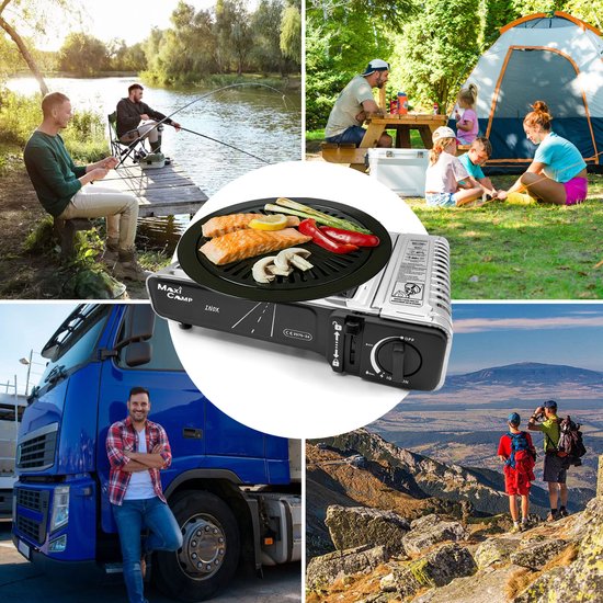 MaxiCamp - Campingkooktoestel INOX - 2100 W - met grillplaat en koffer — afbeelding 5