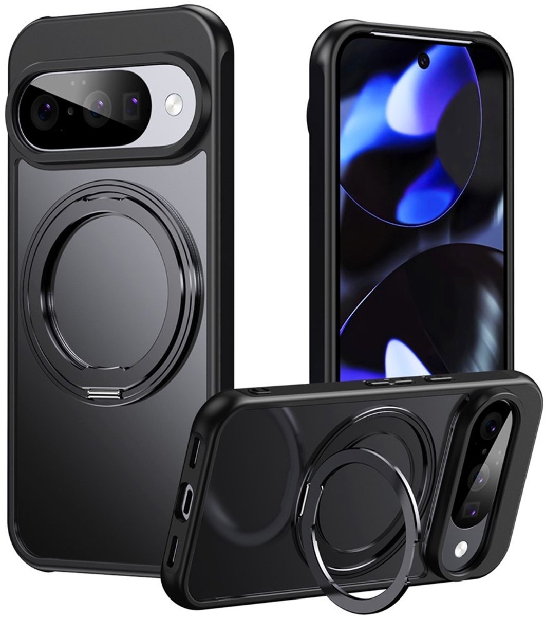 Coverup Hoesje - Geschikt voor Google Pixel 11 / 11 Pro Hoesje - Coverup TPU Back Cover met 360° MagSafe Ring Kickstand - Zwart