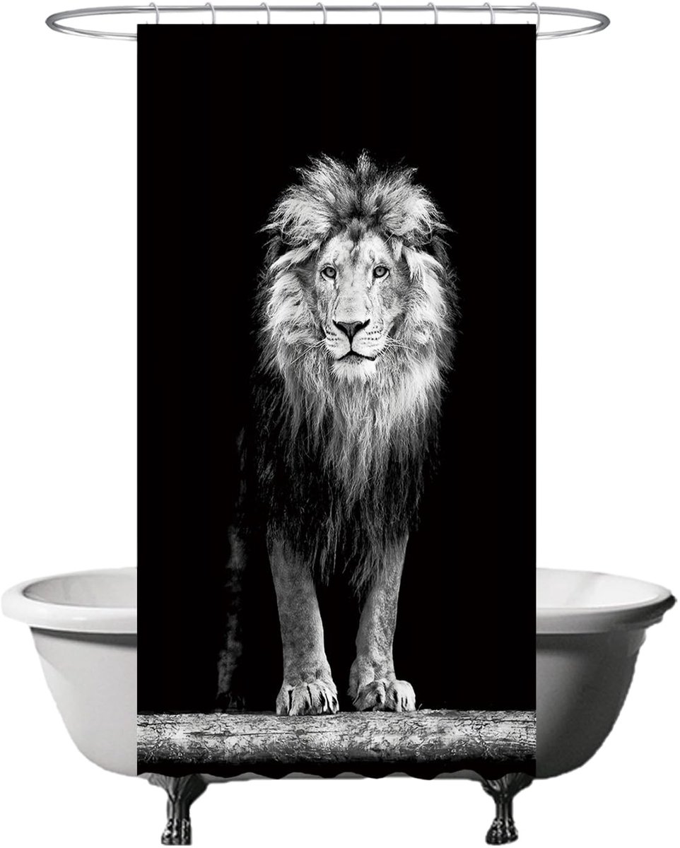Solidchoice - Douchgordijn met Leeuwenkop Motief, 120 x 200 cm